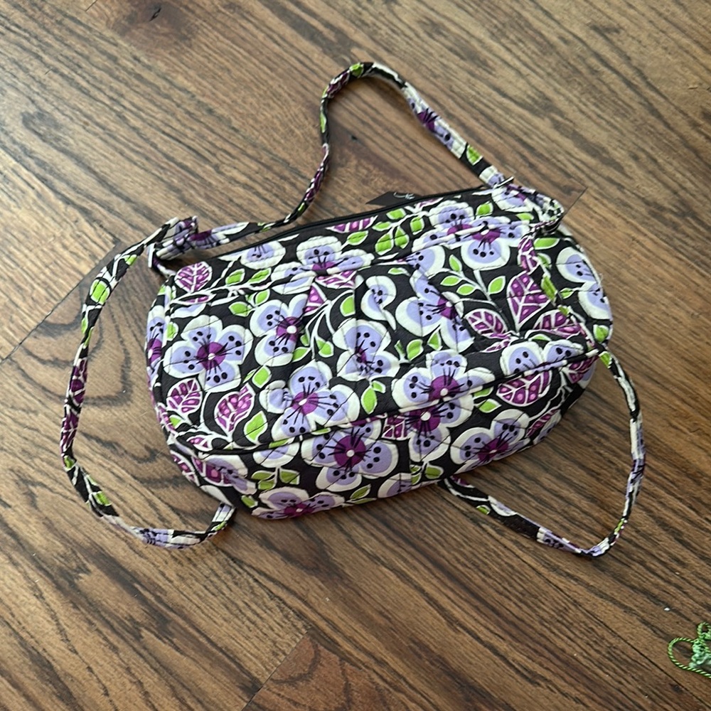 Vera Bradley Purple and Green Crossbody Bag Quilted Floral Design